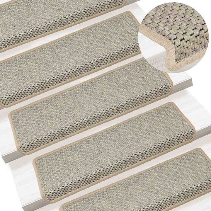 selvklæbende trappemåtter 15 stk. 65x21x4 cm sisal-look grøn