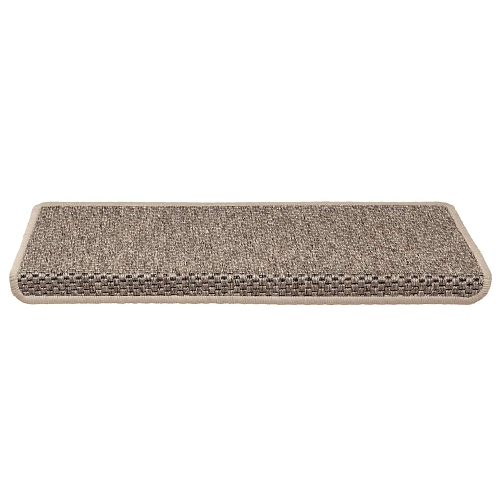 selvklæbende trappemåtter 15 stk. 65x21x4 cm sisal-look beige