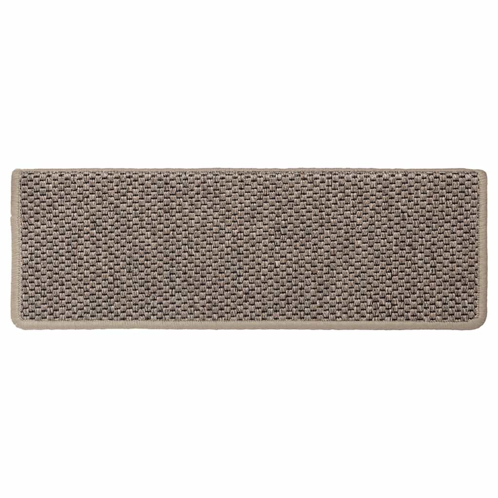 selvklæbende trappemåtter 15 stk. 65x21x4 cm sisal-look beige