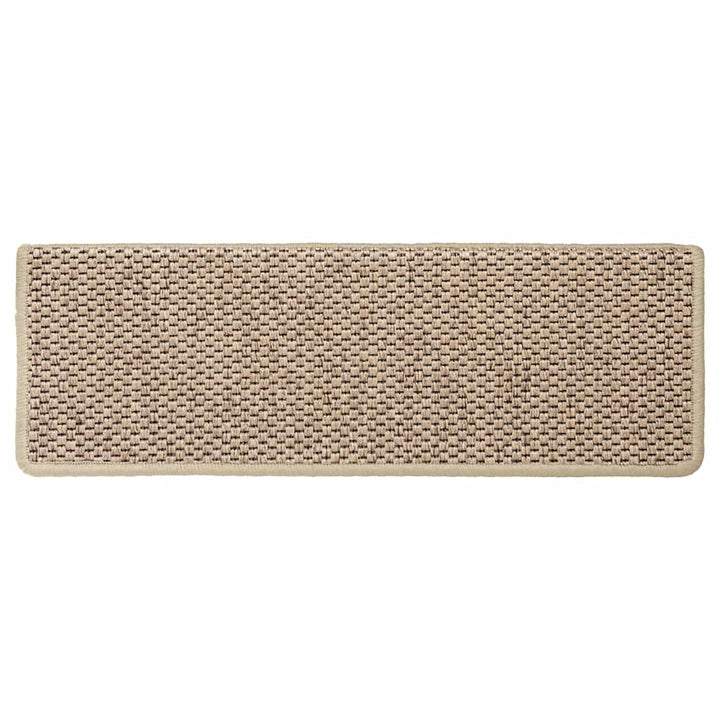selvklæbende trappemåtter 15stk. 65x21x4cm sisal-look sandfarve
