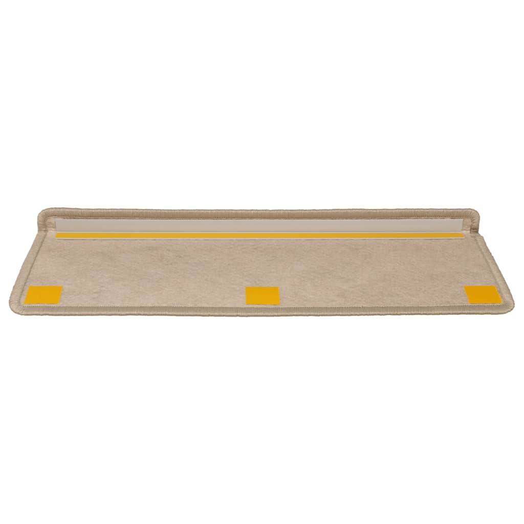 selvklæbende trappemåtter 15stk. 65x21x4cm sisal-look sandfarve