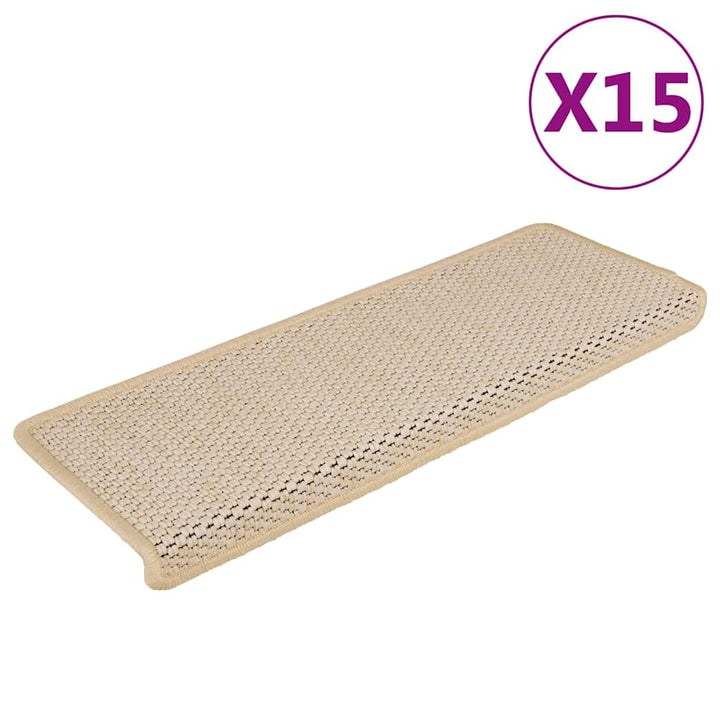 selvklæbende trappemåtter 15 stk. 65x21x4 cm sisal-look Berber