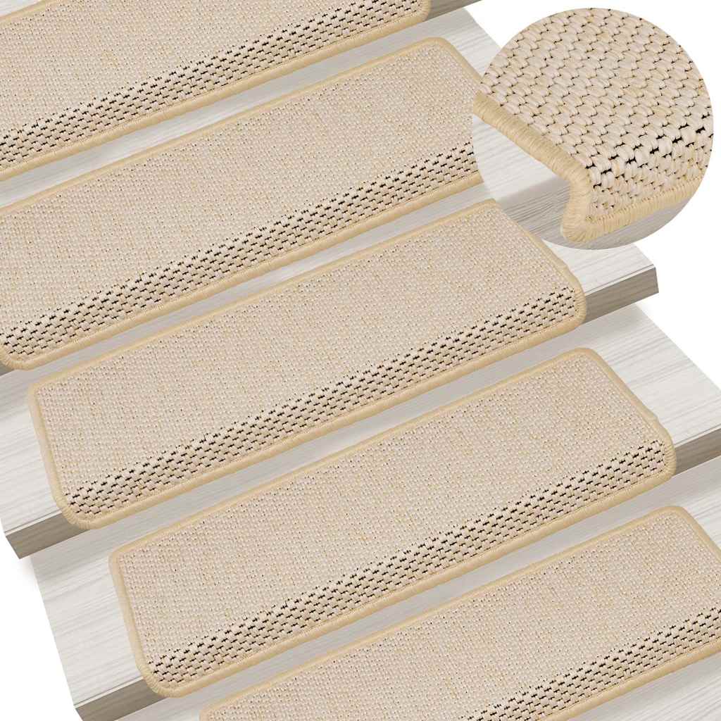 selvklæbende trappemåtter 15 stk. 65x21x4 cm sisal-look Berber