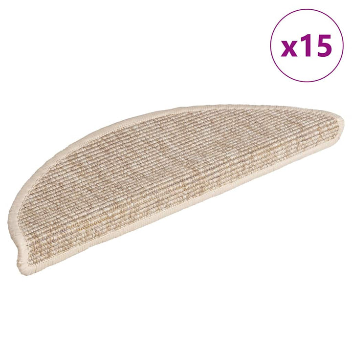 trappemåtter 15 stk. 56x17x3 cm lys beige halvrunde