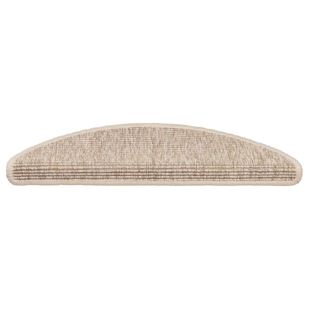 trappemåtter 15 stk. 56x17x3 cm lys beige halvrunde