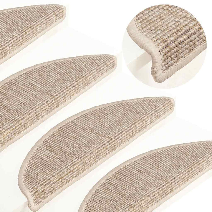 trappemåtter 15 stk. 56x17x3 cm lys beige halvrunde