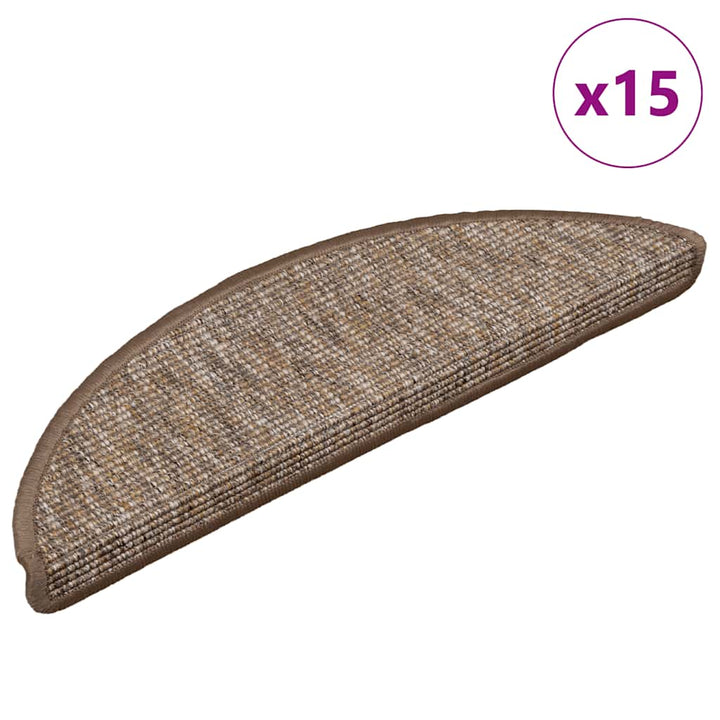 trappemåtter 15 stk. 56x17x3 cm lysebrune halvrunde