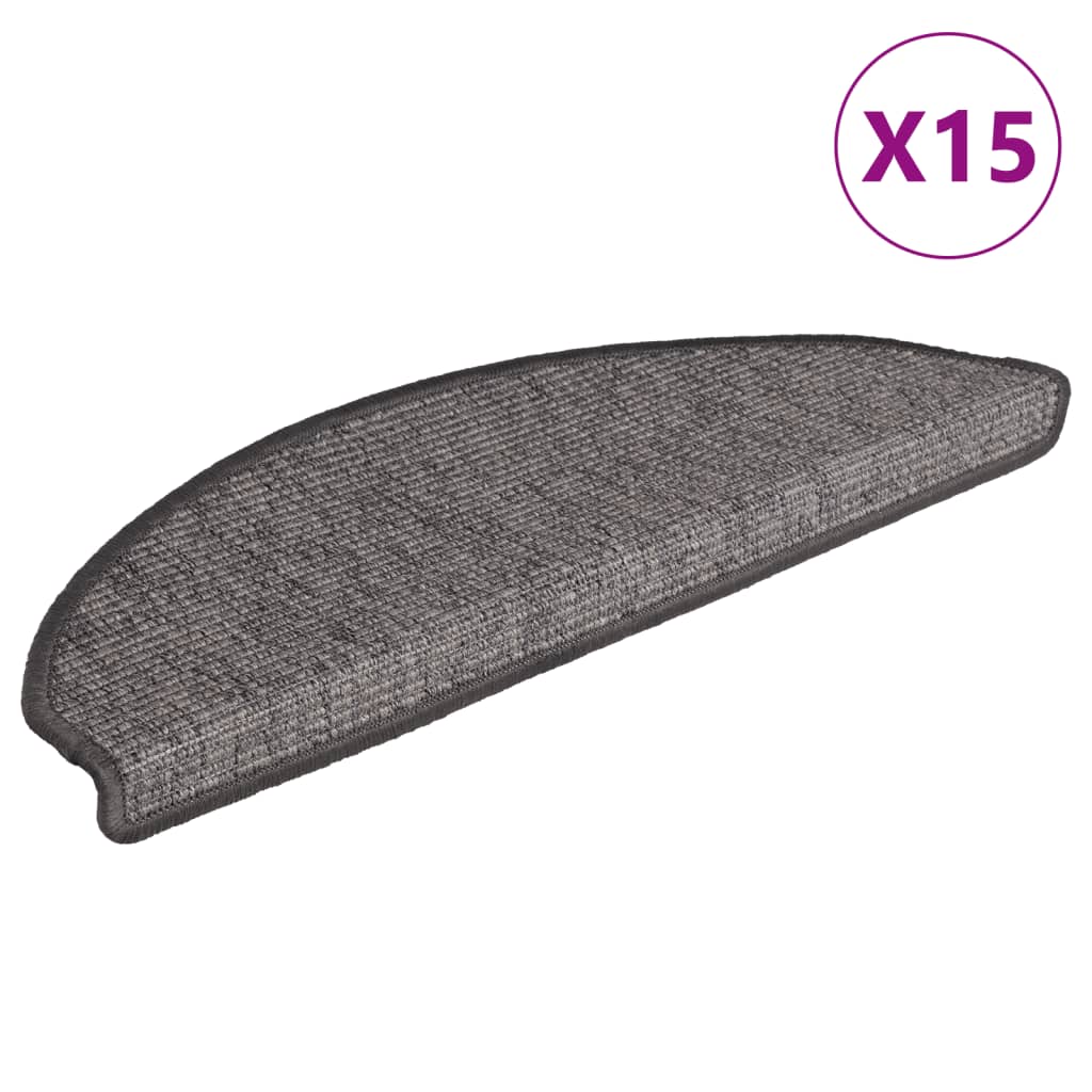 trappemåtter 15 stk. 65 x 21 x 4 cm beige og grå halvrunde store