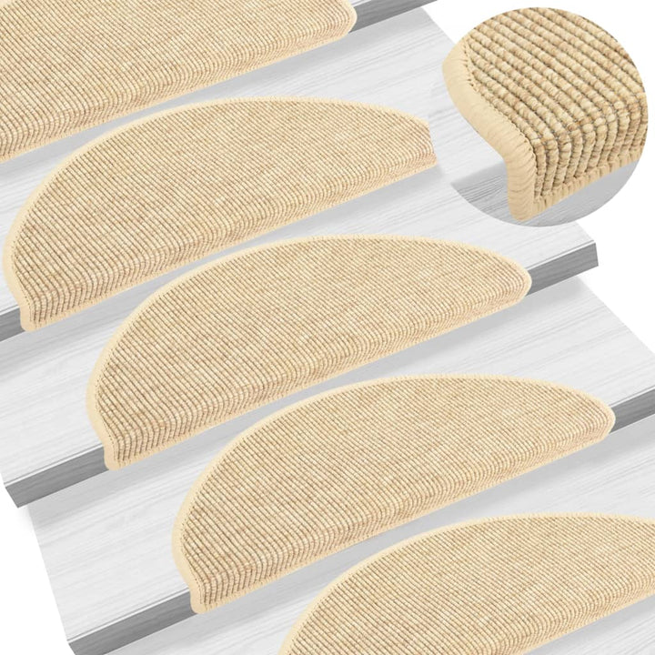 trappemåtter 15 stk. 65 x 21 x 4 cm lys beige halvrund store