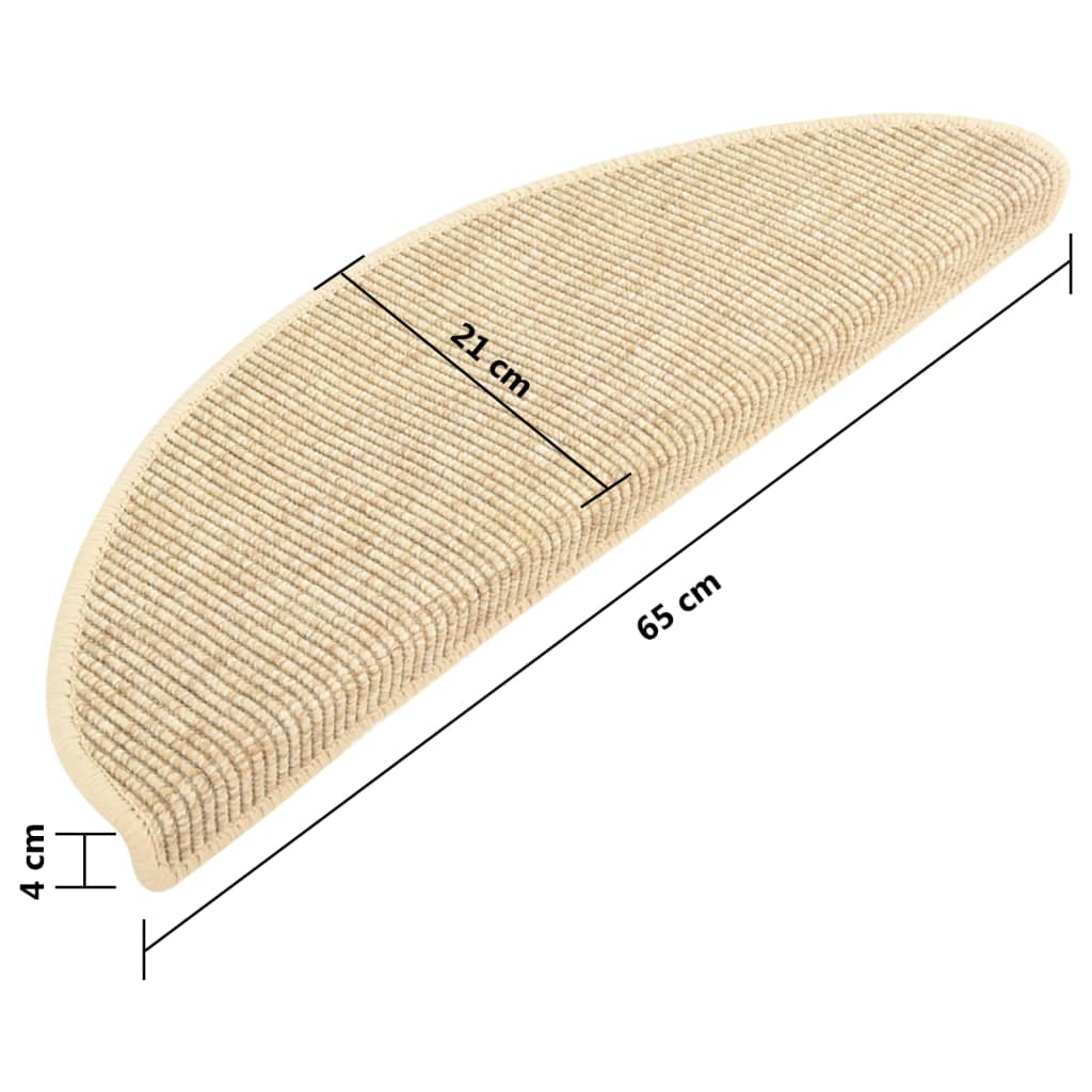 trappemåtter 15 stk. 65 x 21 x 4 cm lys beige halvrund store
