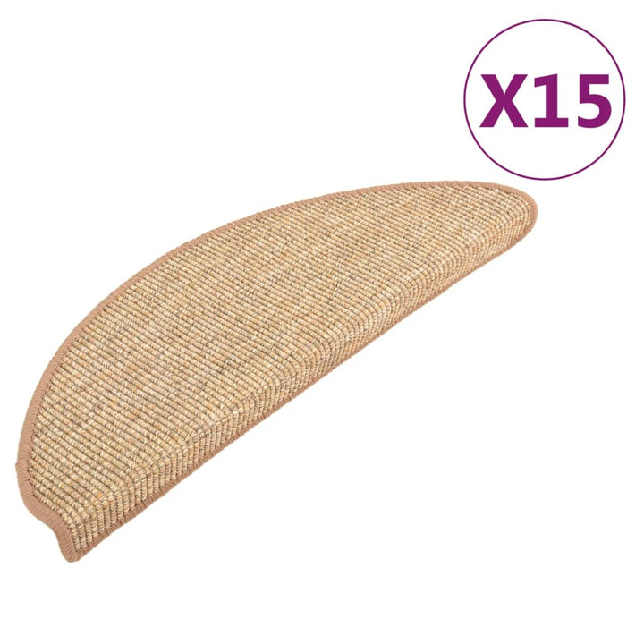 trappemåtter 15 stk. 65x21x4 cm lysebrune halvrunde store