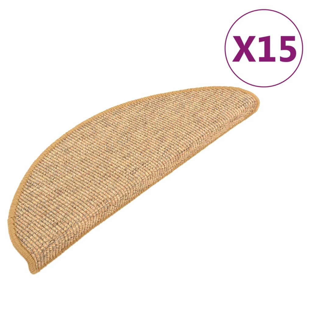 trappemåtter 15 stk. 65x21x4 cm sisal halvrund store