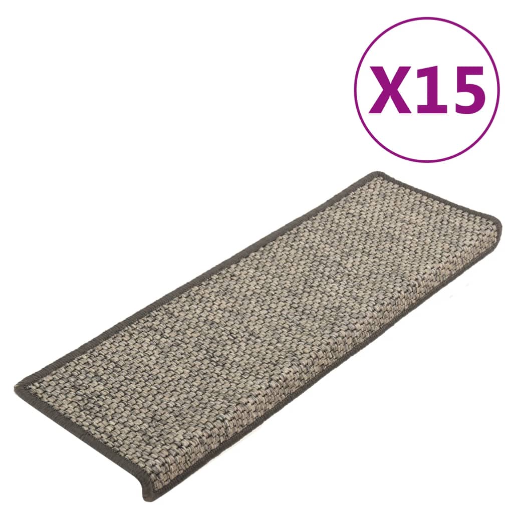 trappemåtter 15 stk. 65x21x4 cm beige og grå rektangulær kant