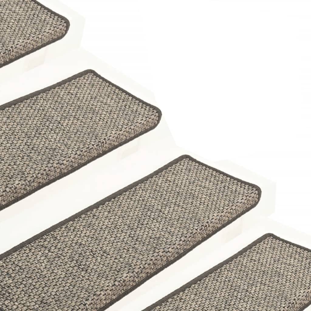 trappemåtter 15 stk. 65x21x4 cm beige og grå rektangulær kant