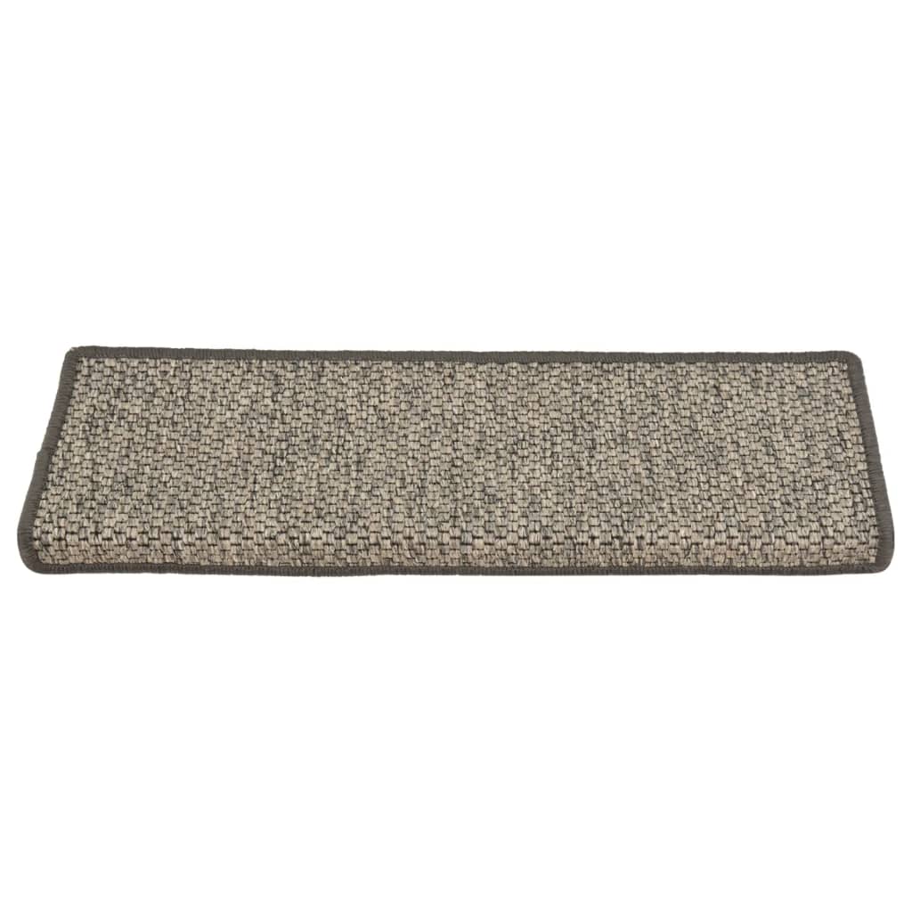 trappemåtter 15 stk. 65x21x4 cm beige og grå rektangulær kant
