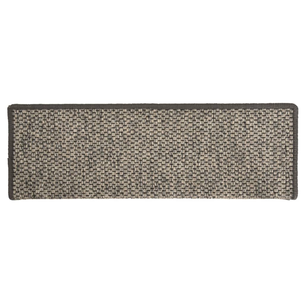 trappemåtter 15 stk. 65x21x4 cm beige og grå rektangulær kant