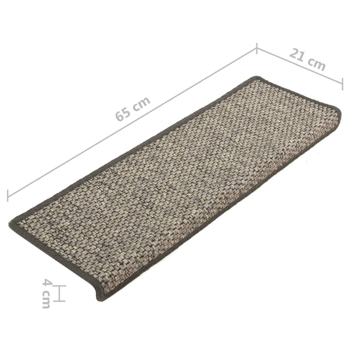 trappemåtter 15 stk. 65x21x4 cm beige og grå rektangulær kant