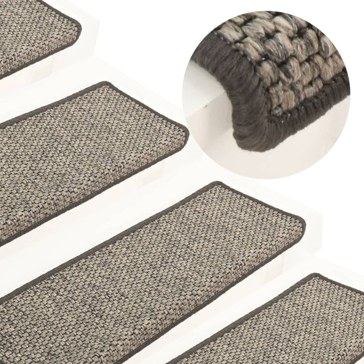 trappemåtter 15 stk. 65x21x4 cm beige og grå rektangulær kant