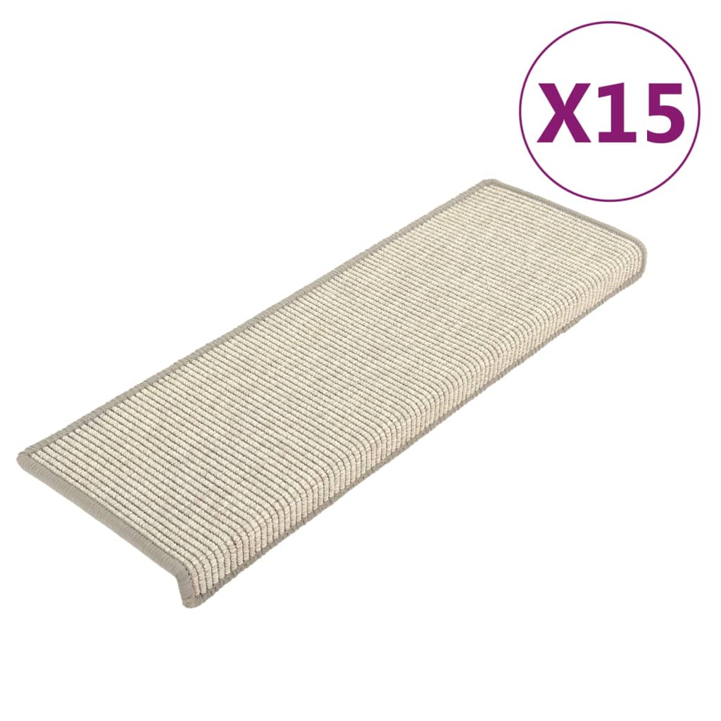 trappemåtter 15 stk. 65x21x4 cm sølv rektangulær kant