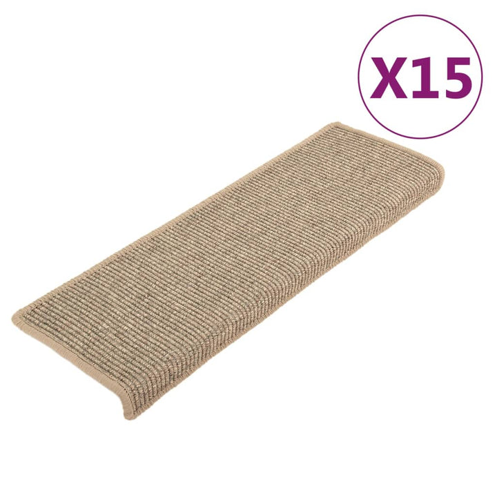 trappemåtter 15 stk. 65x21x4 cm mørkebeige rektangulær kant