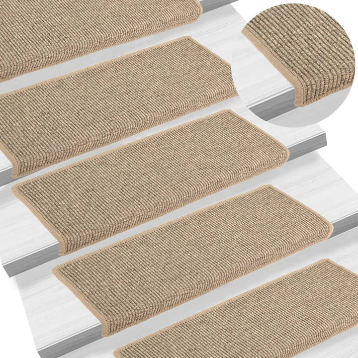 trappemåtter 15 stk. 65x21x4 cm mørkebeige rektangulær kant
