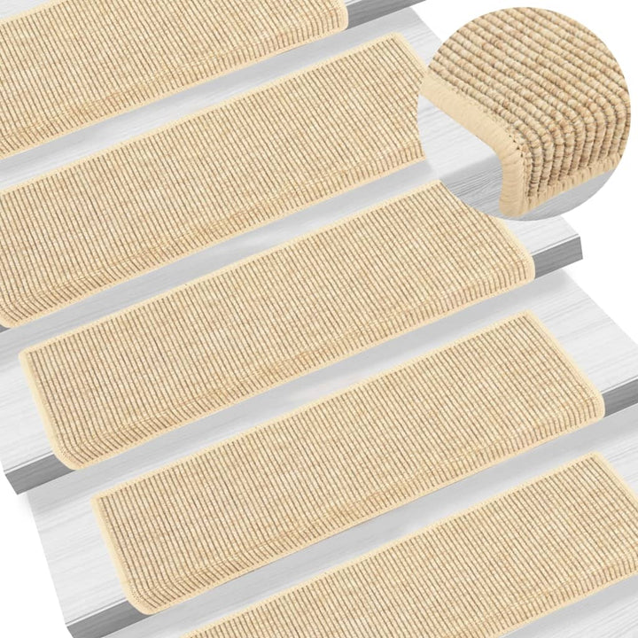 trappemåtter 15 stk. 65x21x4 cm lys beige rektangulær kant