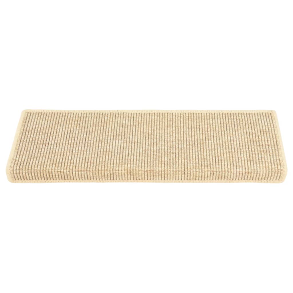 trappemåtter 15 stk. 65x21x4 cm lys beige rektangulær kant