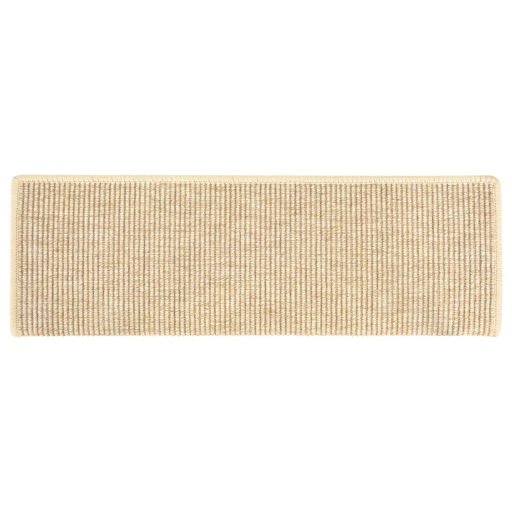 trappemåtter 15 stk. 65x21x4 cm lys beige rektangulær kant