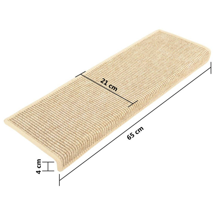 trappemåtter 15 stk. 65x21x4 cm lys beige rektangulær kant