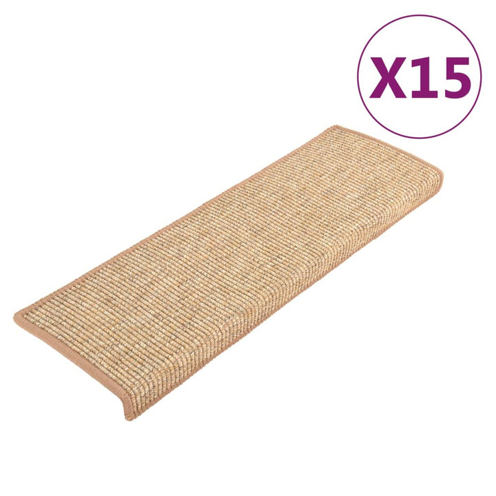 trappemåtter 15 stk. 65x21x4 cm lysebrune rektangulære kanter