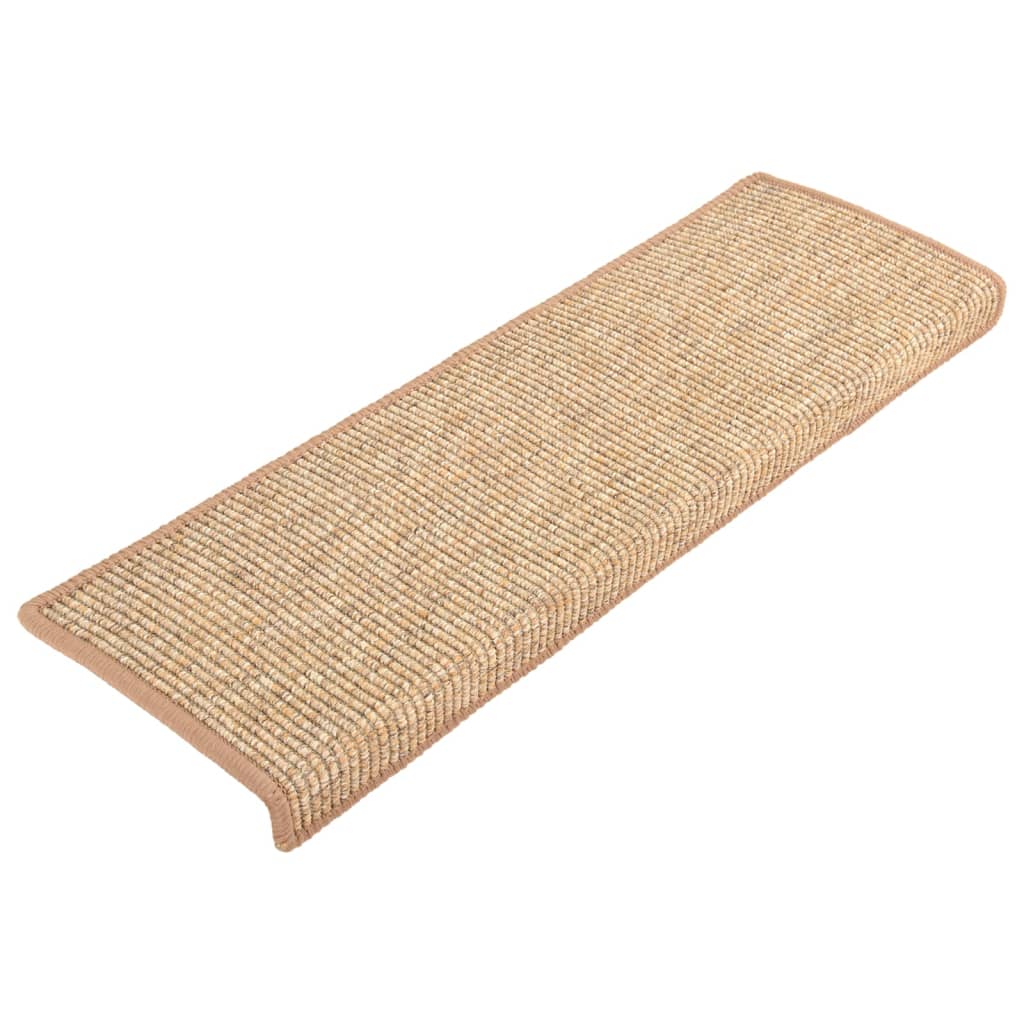 trappemåtter 15 stk. 65x21x4 cm lysebrune rektangulære kanter