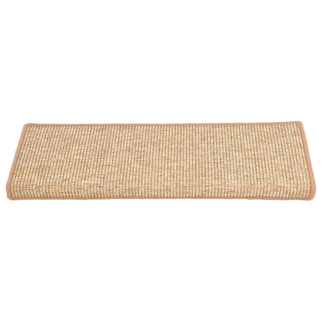 trappemåtter 15 stk. 65x21x4 cm lysebrune rektangulære kanter