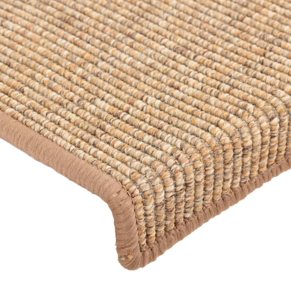 trappemåtter 15 stk. 65x21x4 cm lysebrune rektangulære kanter
