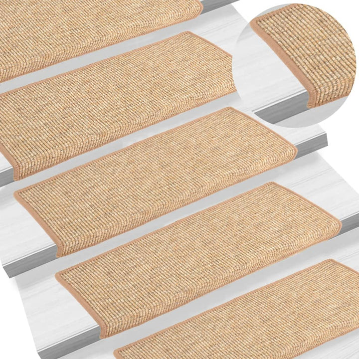 trappemåtter 15 stk. 65x21x4 cm lysebrune rektangulære kanter