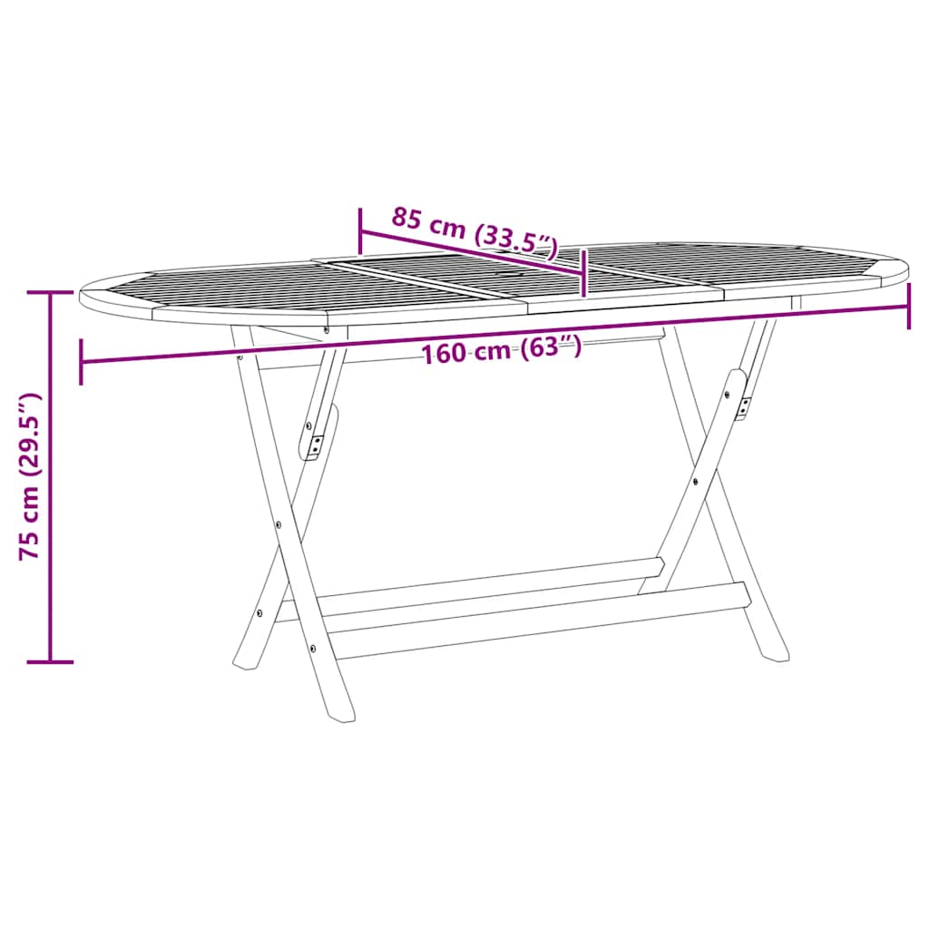 foldbart havebord 160x85x75 cm massivt eukalyptustræ