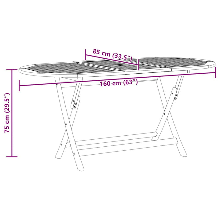 foldbart havebord 160x85x75 cm massivt eukalyptustræ