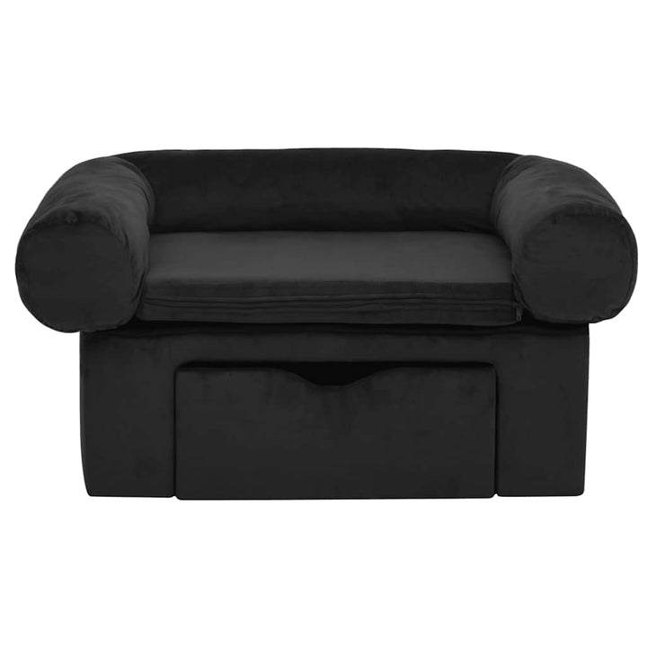 hundesofa med skuffe 75x50x38 cm plys sort