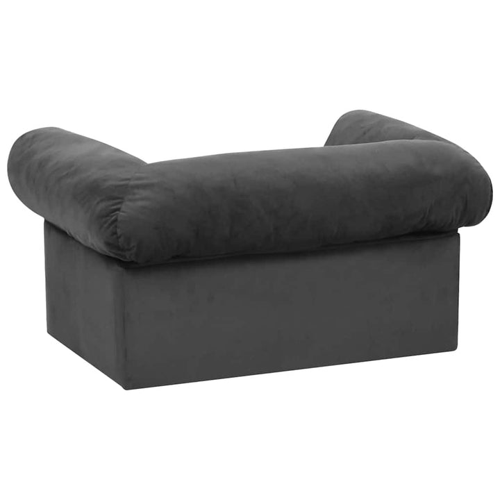 hundesofa med skuffe 75x50x38 cm plys mørkegrå