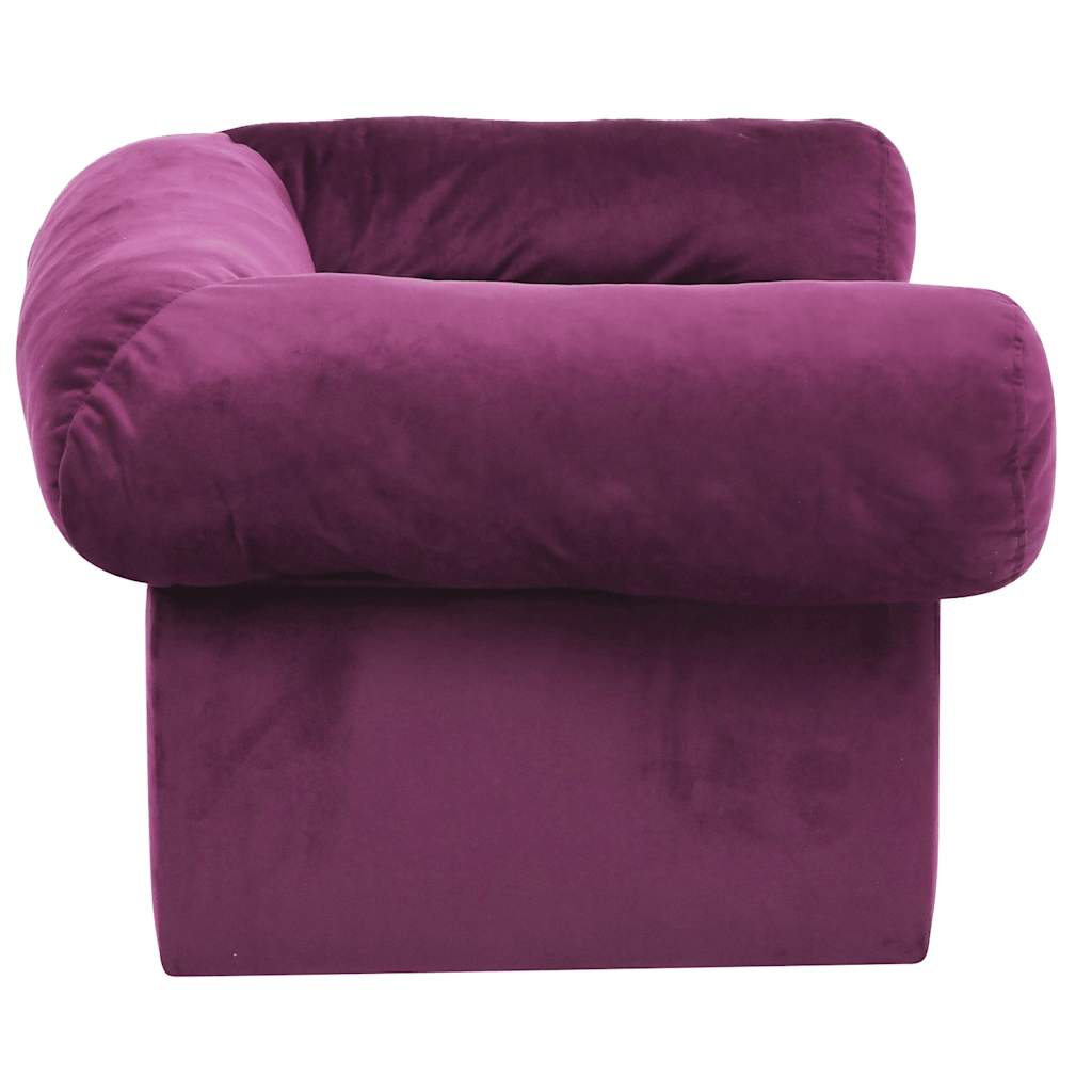 hundesofa med skuffe 75x50x38 cm plys bordeauxfarvet