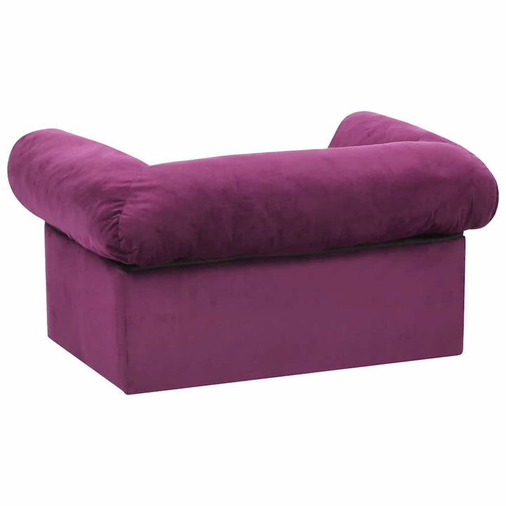 hundesofa med skuffe 75x50x38 cm plys bordeauxfarvet