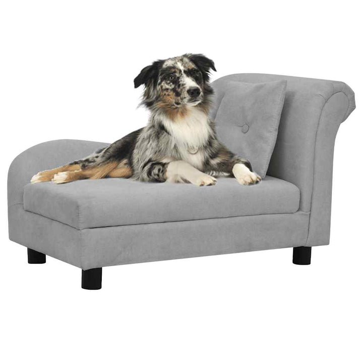 hundesofa med pude 83x44x44 cm plys grå