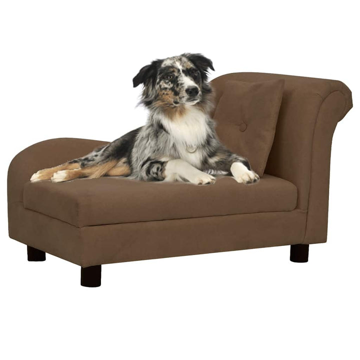 hundesofa med pude 83x44x44 cm plys brun