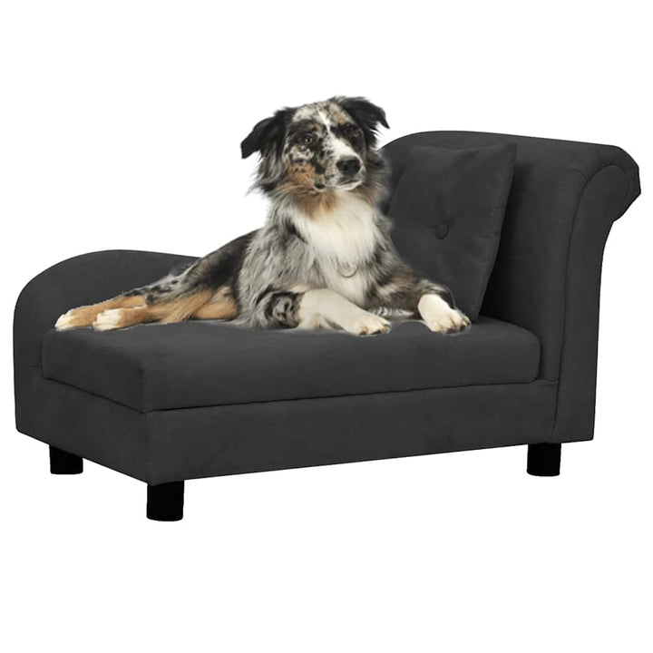 hundesofa med pude 83x44x44 cm plys sort