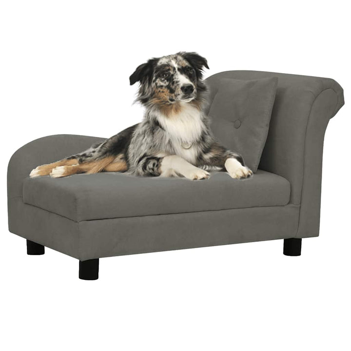 hundesofa med pude 83x44x44 cm plys mørkegrå