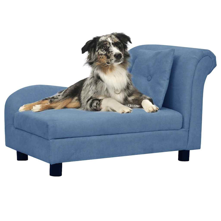 hundesofa med pude 83x44x44 cm plys blå