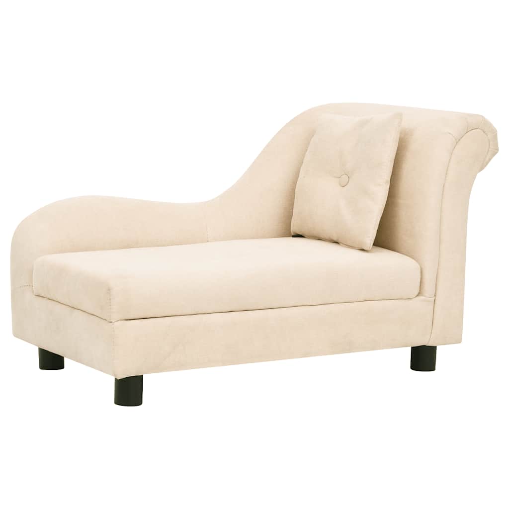 hundesofa med pude 83x44x44 cm plys cremefarvet