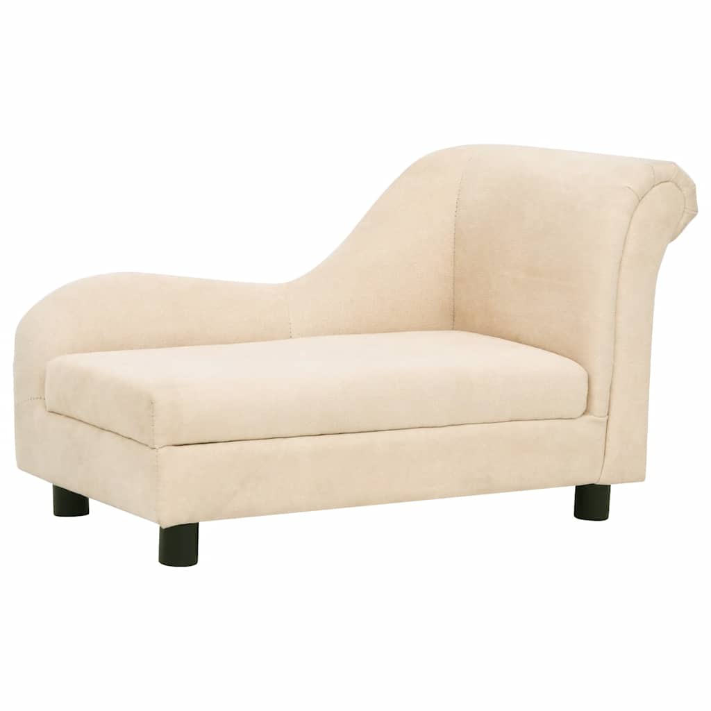 hundesofa med pude 83x44x44 cm plys cremefarvet