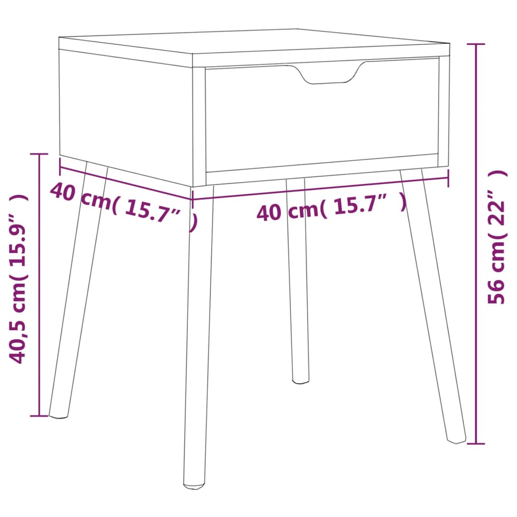 sengeborde 2 stk. 40x40x56 cm konstrueret træ hvid