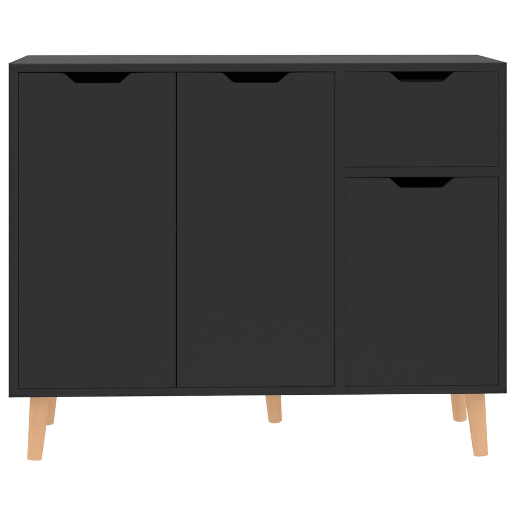 skænk 90x30x72 cm konstrueret træ sort højglans