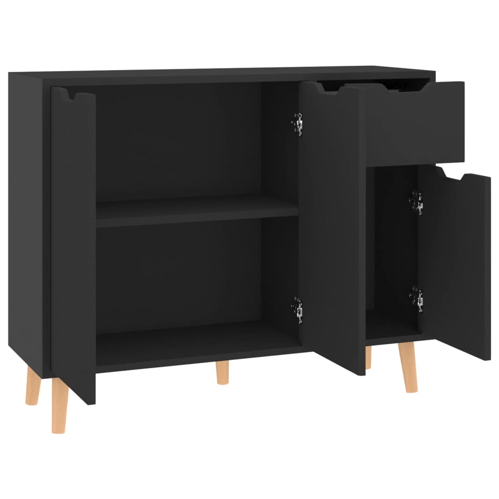 skænk 90x30x72 cm konstrueret træ sort højglans